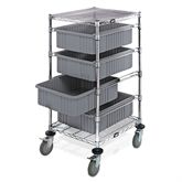 Complete Carts 4-Shelf Divider Box Cart - Frame: 21"W x 24"D x 45"H - Boxes: 17.5"W x 22.5"D x 6"H