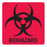 Biohazard Warning Labels BIOHAZARD" - Vinyl label with permanent adhesive - Red with Black Text - 6"W x 6"H