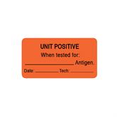 Blood Bank Labels Unit Positive" - Removable Adhesive - FL Red - 1.625"W x 0.875"H