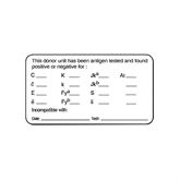 Blood Bank Labels Antigen Testing" - White - 3"W x 1.625"H