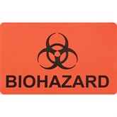 Biohazard Warning Labels BIOHAZARD" - Orange with Black Text - 2.75"W x 1.75"H