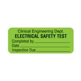 Clinical Engineering Dept Labels Clinical Engineering Dept Electrical Safety Test" - FL Green - 2.25"W x 0.88"H