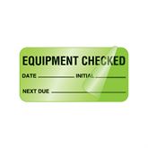 Checked/Inspection Labels Equipment Checked" - FL Green - 1"W x 2"H