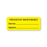 Preventative Maintenance Labels Preventive Maintenance Date Due, Signature" - FL Yellow - 2.25"W x 0.88"H