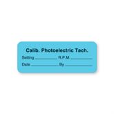 Calibration Labels Calib. Photoelectric Tach." - Light Blue - 2.25"W x 0.88"H