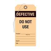 Equipment Tags Defective Do Not Use" - Manilla - 3.13"W x 6.25"H