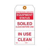 Equipment Tags Equipment Status" Soiled, In Use, Clean - White - 3.13"W x 6.25"H