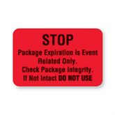 Autoclavable Tamper-Evident Central Service Labels Stop" Package Expiration Label - Red