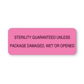 Autoclavable Tamper-Evident Central Service Labels Sterility Guaranteed" - Pink - 2.25"W x 0.88"H