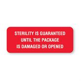 Autoclavable Tamper-Evident Central Service Labels Sterility Guaranteed" - Red - 2.25"W x 0.88"H