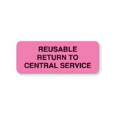 Central Service Labels Reusable Return To Central Service" - FL Pink - 2.25"W x 0.88"H