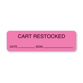 Central Service Labels Cart Restocked" - FL Pink - 3"W x 0.88"H