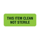 Central Service Labels This Item Clean Not Sterile" - FL Green - 2.25"W x 0.88"H