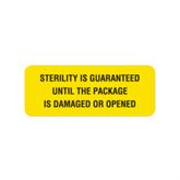 Central Service Labels Sterility Guaranteed" - Yellow - 2.25"W x 0.88"H