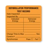 Defibrillator Performance Test Calibration Labels Defibrillator Performance Test" - FL Orange - 1.5"W x 1.5"H