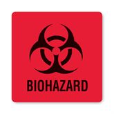 Biohazard Warning Labels Biohazard" - Red - 3"W x 3"H