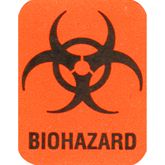 Biohazard Warning Labels BIOHAZARD" - Orange with Black Text - 0.75"W x 1"H