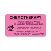 Chemotherapy Labels Wear Gloves" - FL Pink - 3"W x 1.63"H