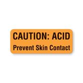 Caution Labels Caution: Acid Prevent Skin Contact" - FL Orange - 2.25"W x 0.88"H