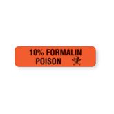 Caution Labels 10% Formalin Poison" - FL Red - 1.25"W x 0.31"H