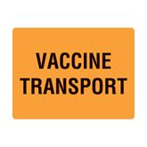 Vaccine Transport Label Vaccine Transport" - FL Orange - 4"W x 3"H