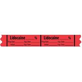 Local Anesthetic Medication Label Tape LIDOCAINE__% (traditional red label)