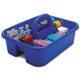 Large Phlebotomy Tote Blue - With bin cups, tube racks, and red tube holder