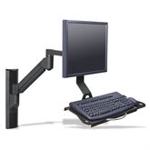 Wall Track Computer Mounting System 19" Wall Track with Folding Keyboard and Monitor Arm