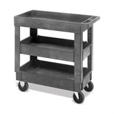 Small 3-Shelf Utility Cart with Raised Sides 17.5"W x 34.25"L x 32.5"H