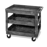 Large 3-Shelf Utility Cart with Raised Sides 26"W x 40"L x 32.5"H