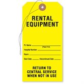 Equipment Tags Rental Equipment" Tag - Yellow