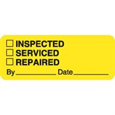 Equipment Service and Inspection Labels Inspected/Serviced/Repaired" Label - Fluorescent Yellow - 2.25"W x 0.875"H