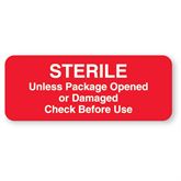 Central Sterile Labels Sterile Unless Opened Labels - Red - 2.25"W x 0.875"H