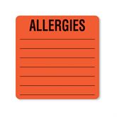 Patient Chart Labels Allergies - 2.5"W x 2.5"H - Fluorescent Red