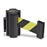 Wall-Mounted Safety Barrier 7' Black Finish w/Black and Yellow Belt