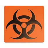 6" x 6" Black on Orange Plaque with Rounded Corners Biohazard Symbol