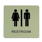 8" x 8" Dark Grey on Alfalfa Plaque with Rounded Corners Restroom