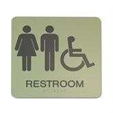 8" x 8" Dark Grey on Alfalfa Plaque with Rounded Corners Restroom (H)