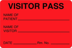 Centurion Admitting Labels - Red Visitor Pass Label - ML180R