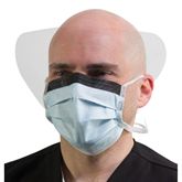 Fluid Resistant Mask with Visor 120mm HG Tie-On - Blue