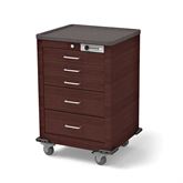 Med Jr. Steel Cart 5 Drawer-Key Lock Cherry Woodgrain