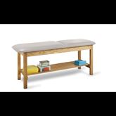 Wooden Full Shelf Exam Table w/ Adjustable Backrest Wooden Full Shelf Treatment Exam Table with Adjustable Backrest - 72"L x 24"W x 31"H