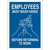 Employees Must Wash Hands Sign Sign, Employees must wash their hands, 10"x7