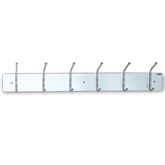 Wall-Mount Metal Rack 6-Hook - Satin Aluminum - 36"W x 3.75"D x 6.75"H