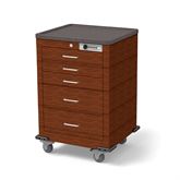 Med Jr. Steel Cart 5 Drawer-Key Lock Pear Woodgrain