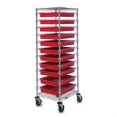 Complete Carts 11-Container Bin Cart - Frame: 21"W x 24"D x 74"H - Boxes: 17.5"W x 22.5"D x 3"H