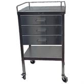 Stainless Steel Utility Table 3 Drawers and Guardrail - 20"W x 16"D x 34"H