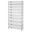 12"D Shelf and Bin Unit 36"W x 74"H Includes 48 Bins - (36) 10.875L x 5.5"W x 5"H; (12) 14.75"L x 14.75"W x 7"H