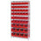 12"D Shelf and Bin Unit 36"W x 74"H Includes 48 Bins - (36) 10.875L x 5.5"W x 5"H; (12) 14.75"L x 14.75"W x 7"H