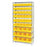 12"D Shelf and Bin Unit 36"W x 74"H Includes 48 Bins - (36) 10.875L x 5.5"W x 5"H; (12) 14.75"L x 14.75"W x 7"H